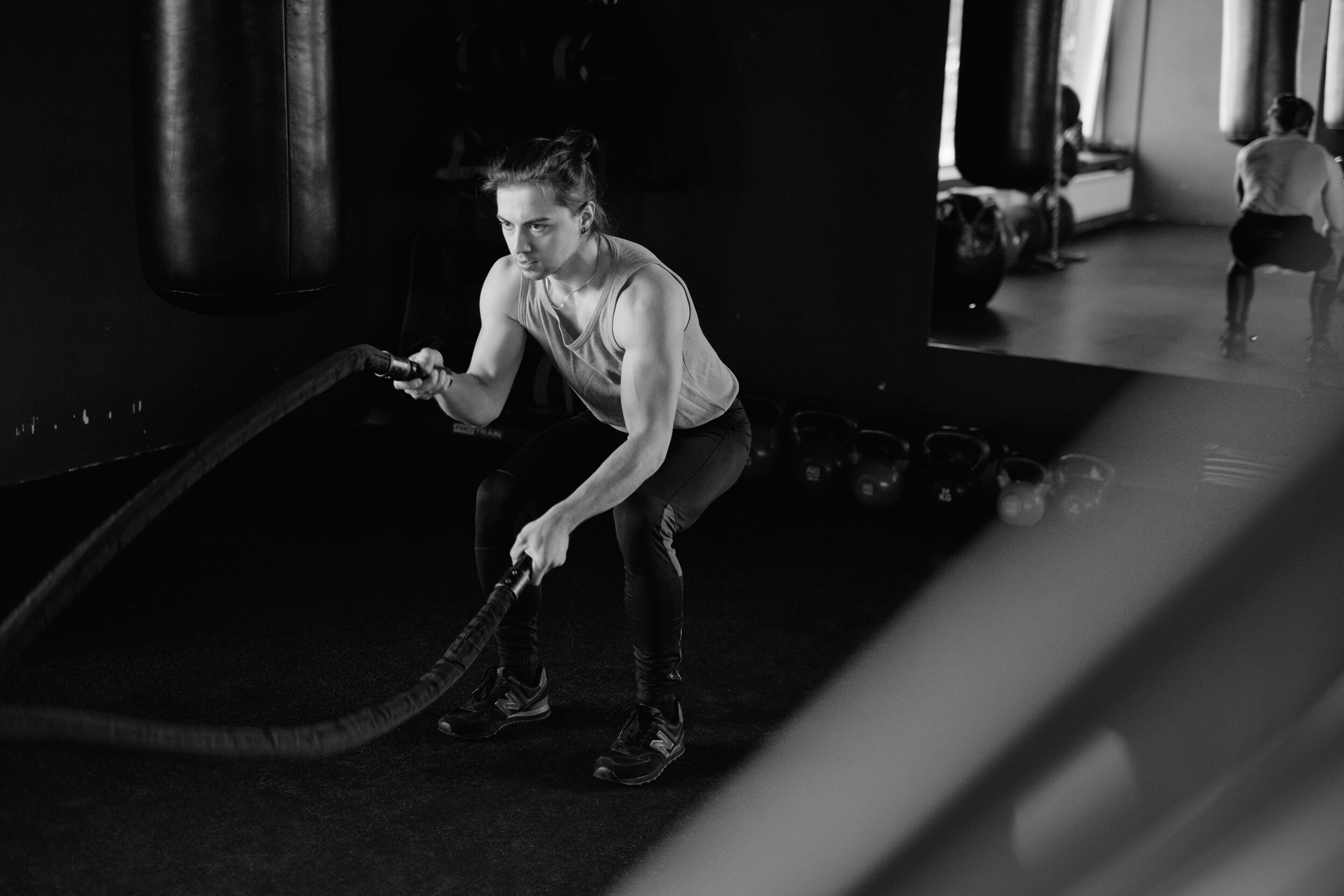 Man Training with Battle Ropes
